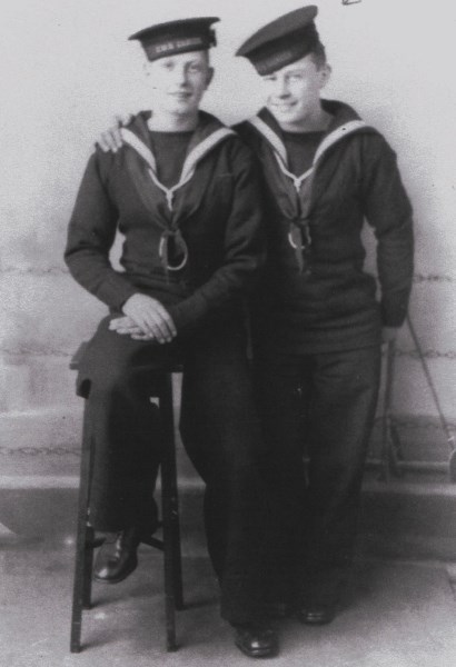 Vincen (right) with colleague at HMS Ganges